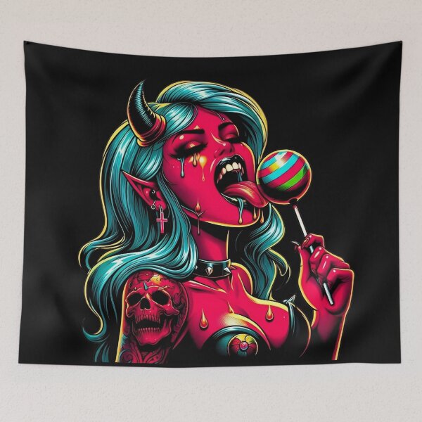 Item preview, Teal Hair Demon Licking Candy designed and sold by Voodoo Store Paranormal Collections.