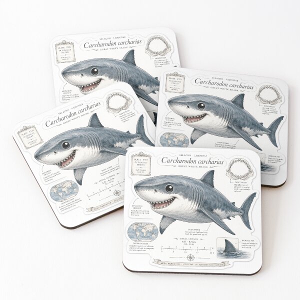 Item preview, Cute Vintage Great White Shark Sticker - Scientific Ocean Plate designed and sold by PND7777.