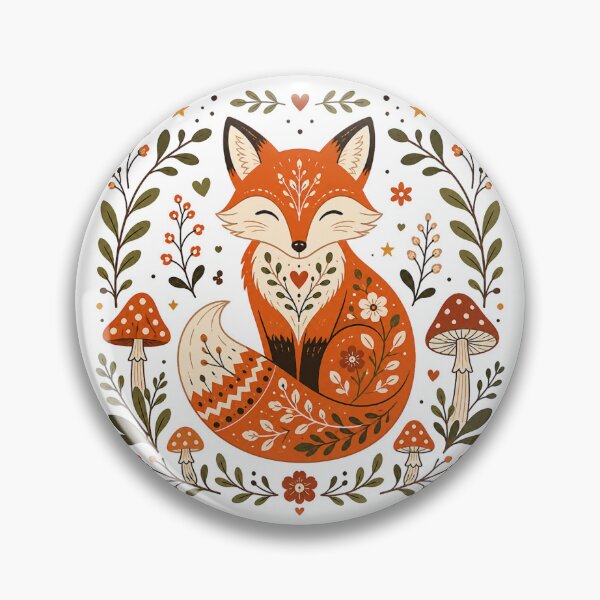 Item preview, Cute Autumn Fox with Mushrooms Folk Art designed and sold by NightSpell.
