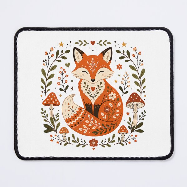 Item preview, Cute Autumn Fox with Mushrooms Folk Art designed and sold by NightSpell.