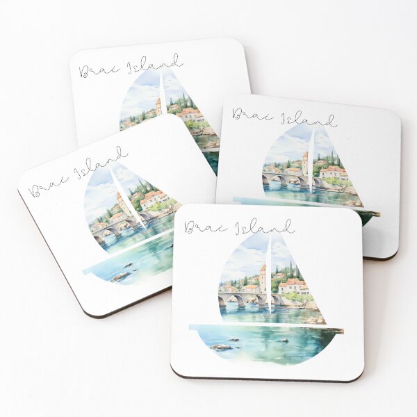 Item preview, Brać Island Croatia watercolor sea view eurotrip designed and sold by Anna Sacha.