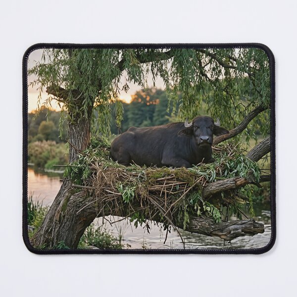 Item preview, A water buffalo has built a nest on a willow branch. designed and sold by TDZCOLLECTION.