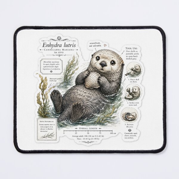 Item preview, Cute Vintage Sea Otter Sticker - Scientific Marine Mammal Plate designed and sold by PND7777.