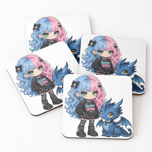 Item preview, Gloomy Gemma and Blue Dragon Pastel Goth Chibi Sticker designed and sold by ArtisticDesignsbyLinda.