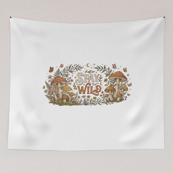 Item preview, Stay Wild Mushroom Cottagecore Forest designed and sold by NightSpell.