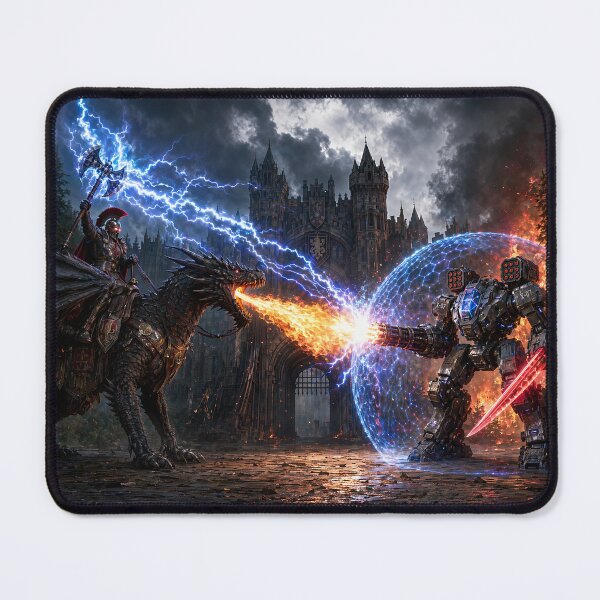 Item preview, Magic vs Sci-Fi Dragon Rider and Mech Battle designed and sold by Aimaniia666.