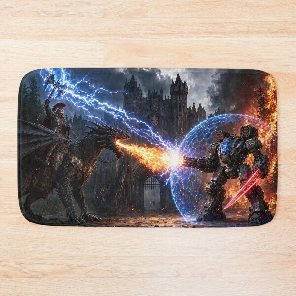 Item preview, Magic vs Sci-Fi Dragon Rider and Mech Battle designed and sold by Aimaniia666.