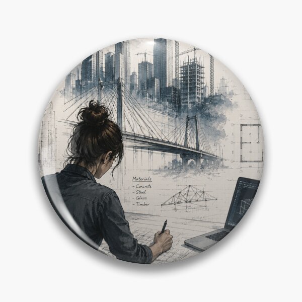 Artikelvorschau, Female Engineer Blueprint Sketch entworfen und verkauft von DaryaArtFrance.