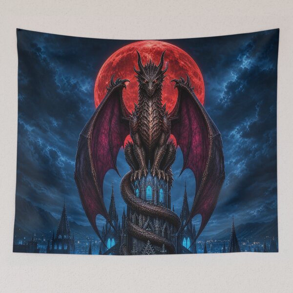 Item preview, Gothic Brown Dragon Under Blood Red Moon designed and sold by Aimaniia666.