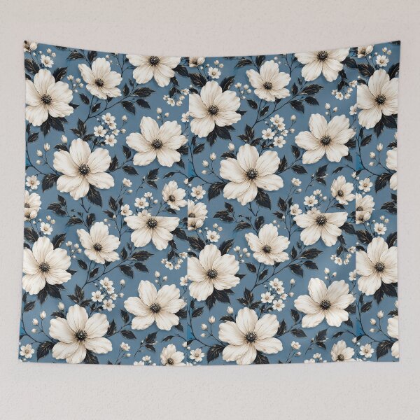 Item preview, Blue White Flower Pattern Spring Aesthetic Marguerite Blasingame Season designed and sold by SMARTKIT  DESIGNAGENCY.