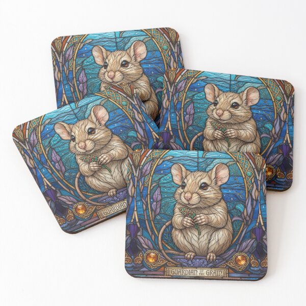 Item preview, Guardian of the Grain Stained Glass Mouse Art designed and sold by pinkal.