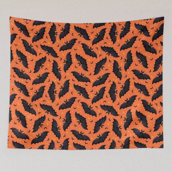 Item preview, Spooky Bat Halloween Seamless Pattern | Gothic Flying Bats, Moon & Night Sky Design designed and sold by romyca creation_22.