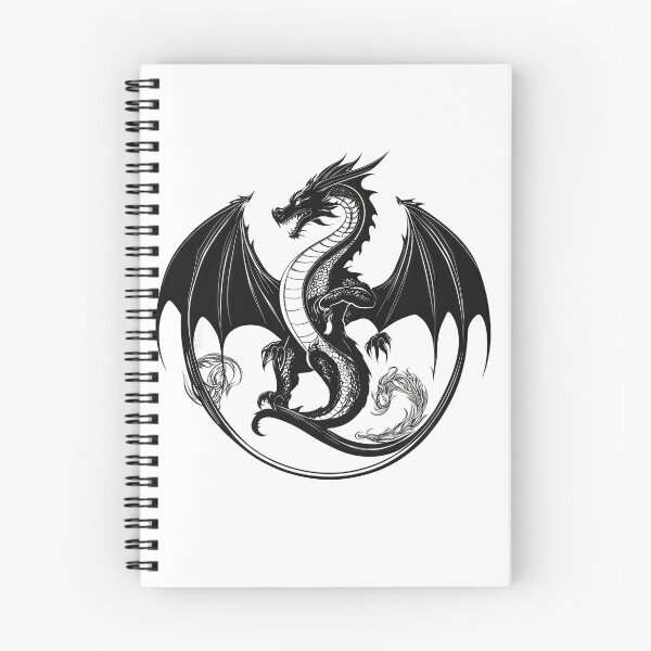 Item preview, Mythic Dragon Crest – Black and White Fantasy Emblem Illustration designed and sold by Artisan Finds Online.