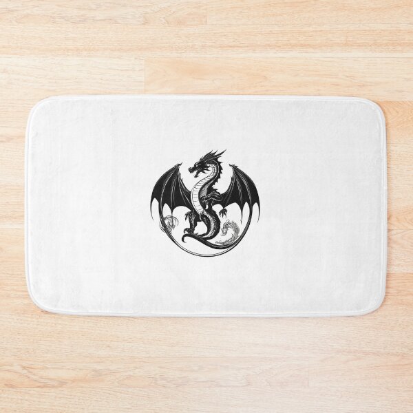 Item preview, Mythic Dragon Crest – Black and White Fantasy Emblem Illustration designed and sold by Artisan Finds Online.