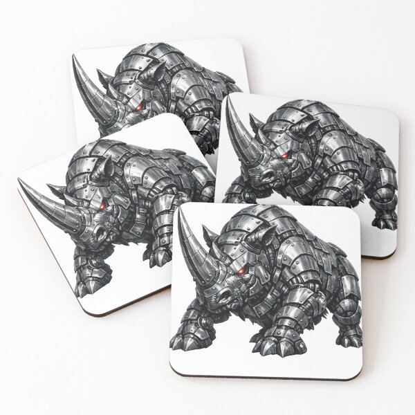 Item preview, Steel Rhino V4 – Industrial Brushed Steel Armored Rhino designed and sold by SteelCoat Studio.