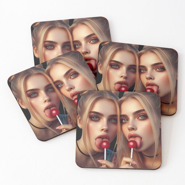 Item preview, Blonde Twins Licking Red Lollipop designed and sold by Voodoo Store Paranormal Collections.
