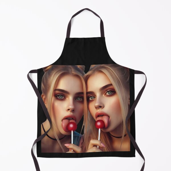 Aperçu de l'œuvre Jumelles blondes léchant une sucette rouge créée et vendue par Voodoo Store Paranormal Collections.