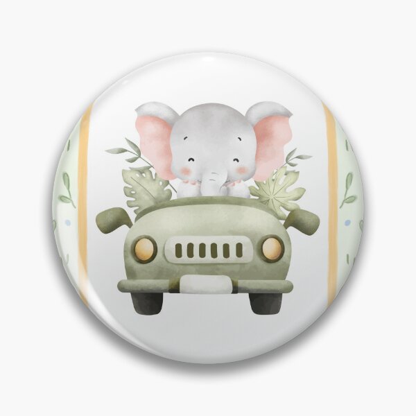 Item preview, Cute Elephant in Car in Leafy Green Frame designed and sold by TeeGeeTees.