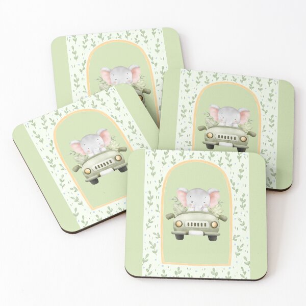 Item preview, Cute Elephant in Car in Leafy Green Frame designed and sold by TeeGeeTees.