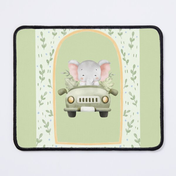 Item preview, Cute Elephant in Car in Leafy Green Frame designed and sold by TeeGeeTees.
