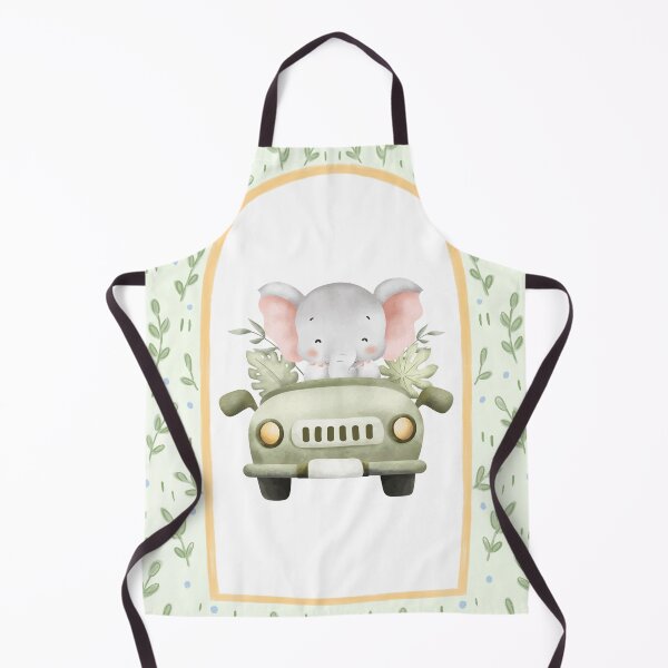 Item preview, Cute Elephant in Car in Leafy Green Frame designed and sold by TeeGeeTees.