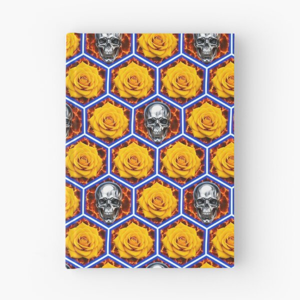 Item preview, Chrome Skulls and Yellow Roses Cyberpunk Fire Pattern designed and sold by Aimaniia666.