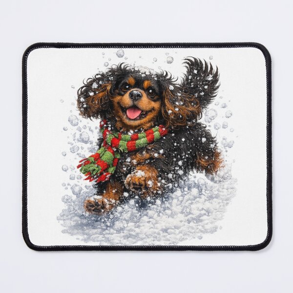 Item preview, Christmas Snow Black and Tan Cavalier designed and sold by SpottyRainbow.
