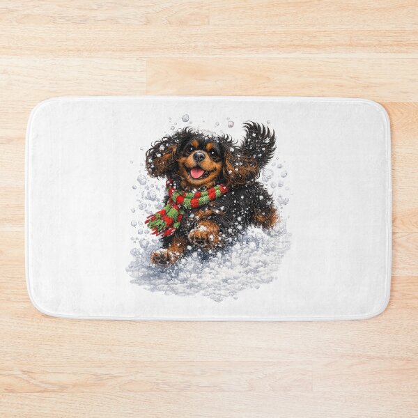 Item preview, Christmas Snow Black and Tan Cavalier designed and sold by SpottyRainbow.