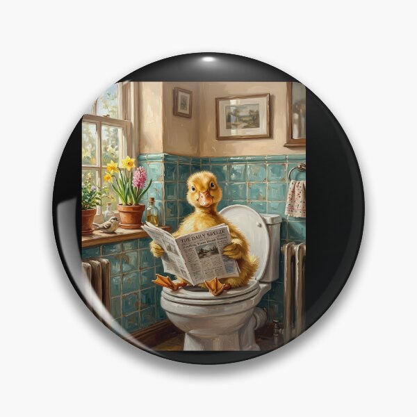 Item preview, Duckling Reading Newspaper on Toilet designed and sold by Safwat-Aziz.