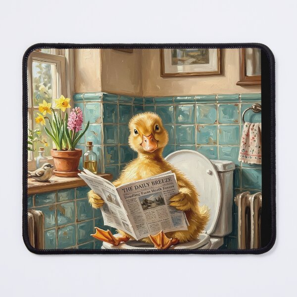 Item preview, Duckling Reading Newspaper on Toilet designed and sold by Safwat-Aziz.