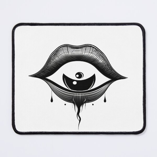 Item preview, All-Seeing Eye Lips – Surreal Monochrome Symbolic Illustration designed and sold by Artisan Finds Online.