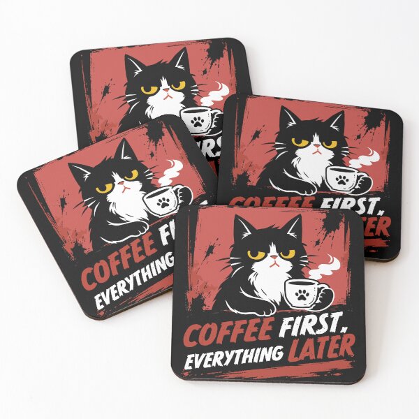Item preview, Moody Black Cat Needs Coffee - Funny Coffee Lover Design_BK designed and sold by AckeeWolf.