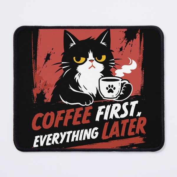 Item preview, Moody Black Cat Needs Coffee - Funny Coffee Lover Design_BK designed and sold by AckeeWolf.