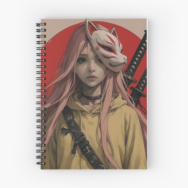Item preview, Kitsune Mask Samurai Girl - Pink Hair Katana Warrior designed and sold by Sakura-MochiMochi.