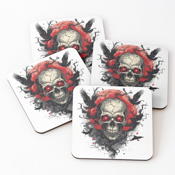 Item preview, Terrifying Gothic Skull with Ravens and Bats, Dark Horror  designed and sold by stickyhubprinting.