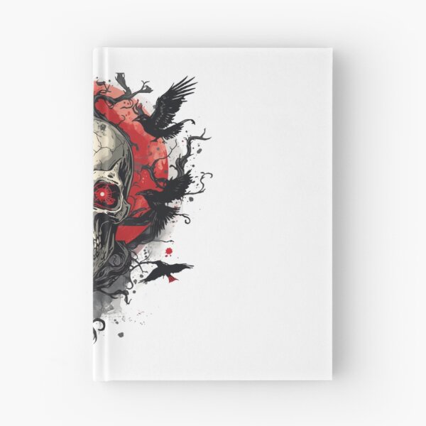 Item preview, Terrifying Gothic Skull with Ravens and Bats, Dark Horror designed and sold by stickyhubprinting.