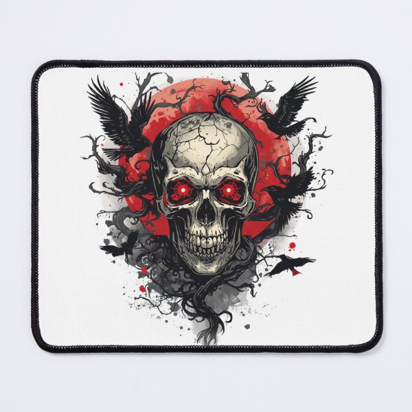 Item preview, Terrifying Gothic Skull with Ravens and Bats, Dark Horror designed and sold by stickyhubprinting.