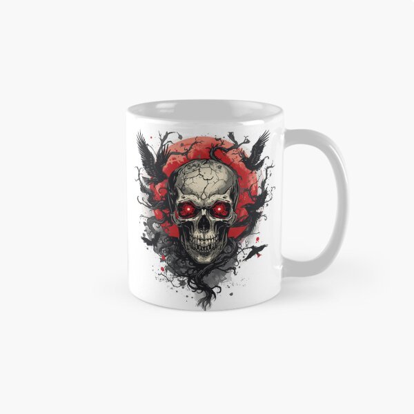 Item preview, Terrifying Gothic Skull with Ravens and Bats, Dark Horror  designed and sold by stickyhubprinting.