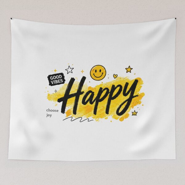 Item preview, Happy Positive Vibes Typography Design designed and sold by Aries Creation Store.