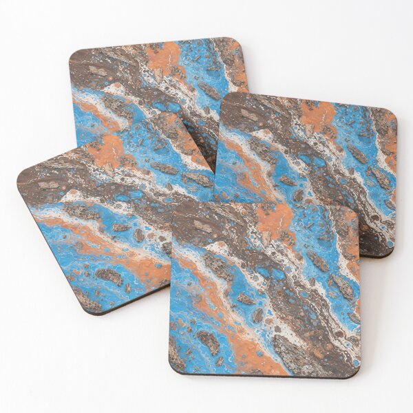 Item preview, Abstract Blue Acrylic Fluid Art with Tree Bark Texture designed and sold by Aimaniia666.