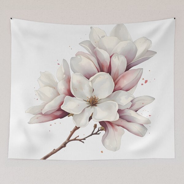 Item preview, Pink Magnolia Branch Watercolor Painting designed and sold by RawNaturePrints.