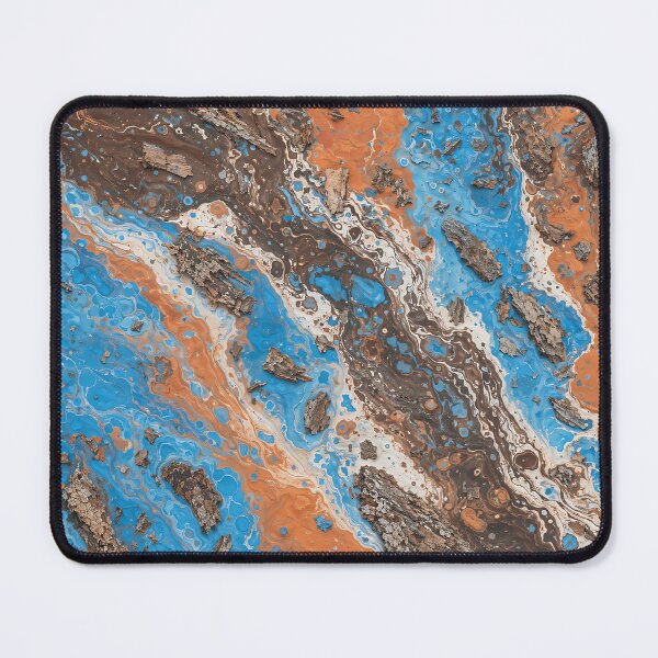 Item preview, Abstract Blue Acrylic Fluid Art with Tree Bark Texture designed and sold by Aimaniia666.