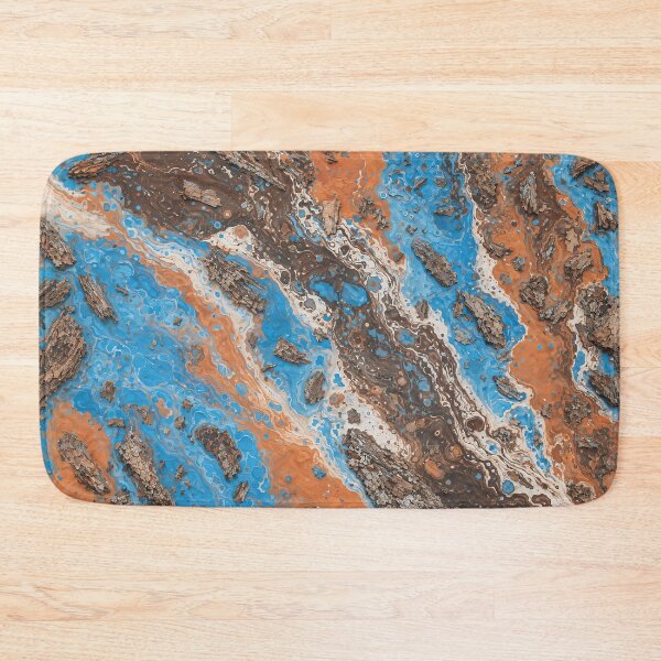 Item preview, Abstract Blue Acrylic Fluid Art with Tree Bark Texture designed and sold by Aimaniia666.