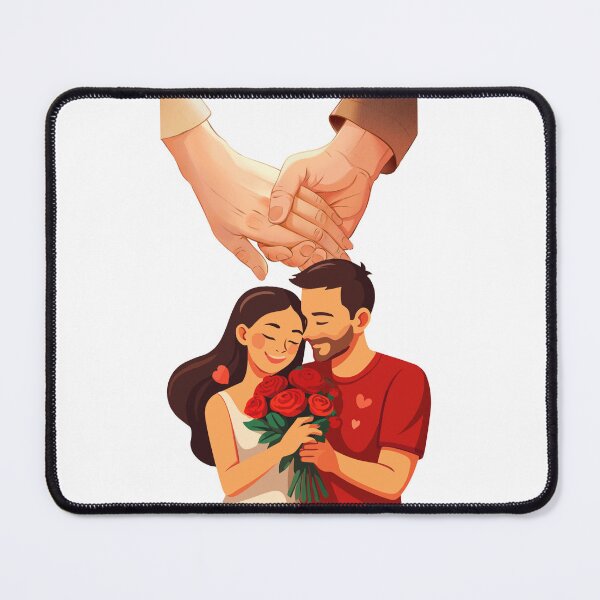 Item preview, Romantic Couple with Red Roses Illustration designed and sold by sisterthreein.