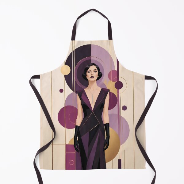 Item preview, 1920s Flapper Woman with black hair in Modern Minimalist Art Style with purple designed and sold by Lucia Amaris Art.