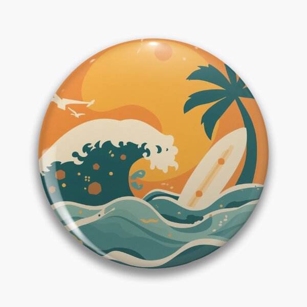 Item preview, Retro Surf Sunset Wave Palm Beach designed and sold by AEVORI.
