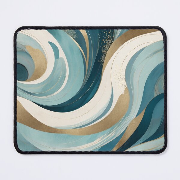 Item preview, Abstract Ocean Waves Teal Gold Art designed and sold by AEVORI.
