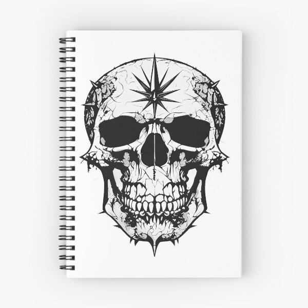 Item preview, Spiked Gothic Skull with Compass Star – Monochrome Dark Fantasy Vector Illustration designed and sold by Artisan Finds Online.
