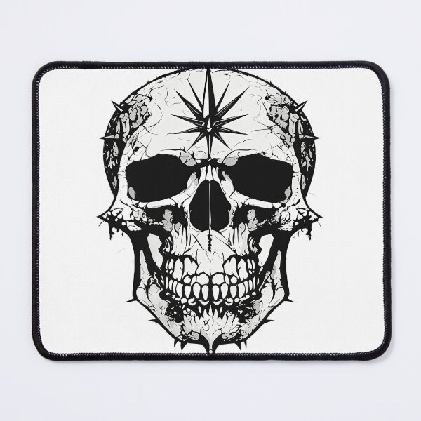 Item preview, Spiked Gothic Skull with Compass Star – Monochrome Dark Fantasy Vector Illustration designed and sold by Artisan Finds Online.