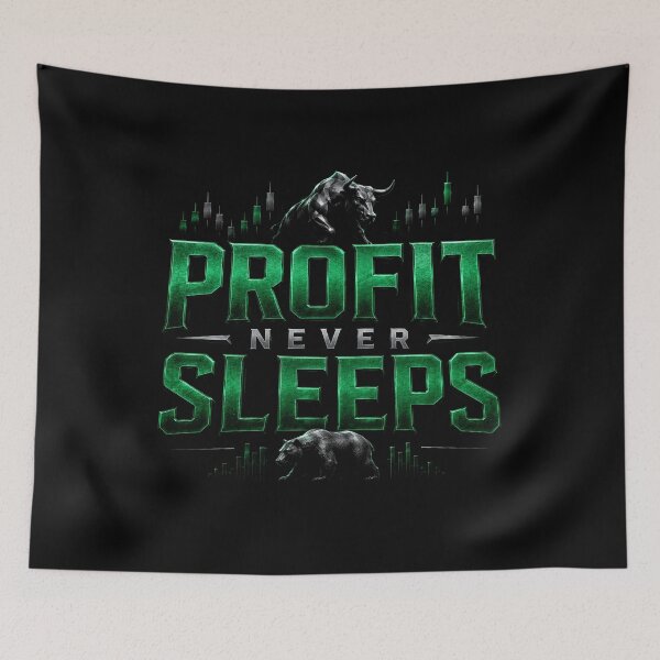 Item preview, Profit Never Sleeps Forex Trading Motivation Bull and Bear Design designed and sold by PipForgeStudio .